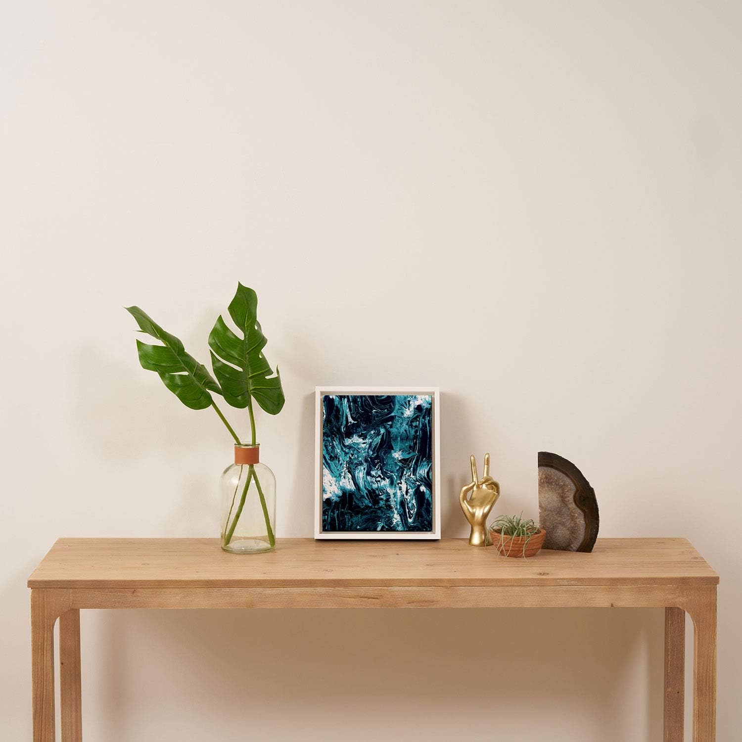 Deny Designs Cayenablanca Marble White Framed Art Canvas, 8" x 10", Blue