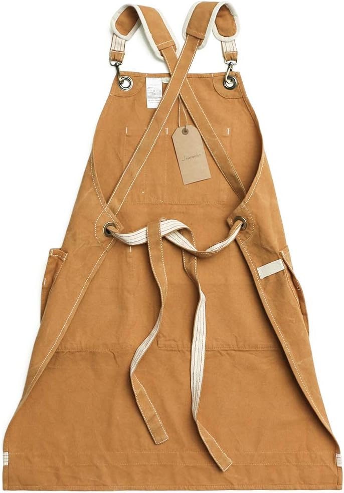 Jeanerlor Water-Resistant Work Aprons Heavy Duty Waxed Canvas Tool Apron