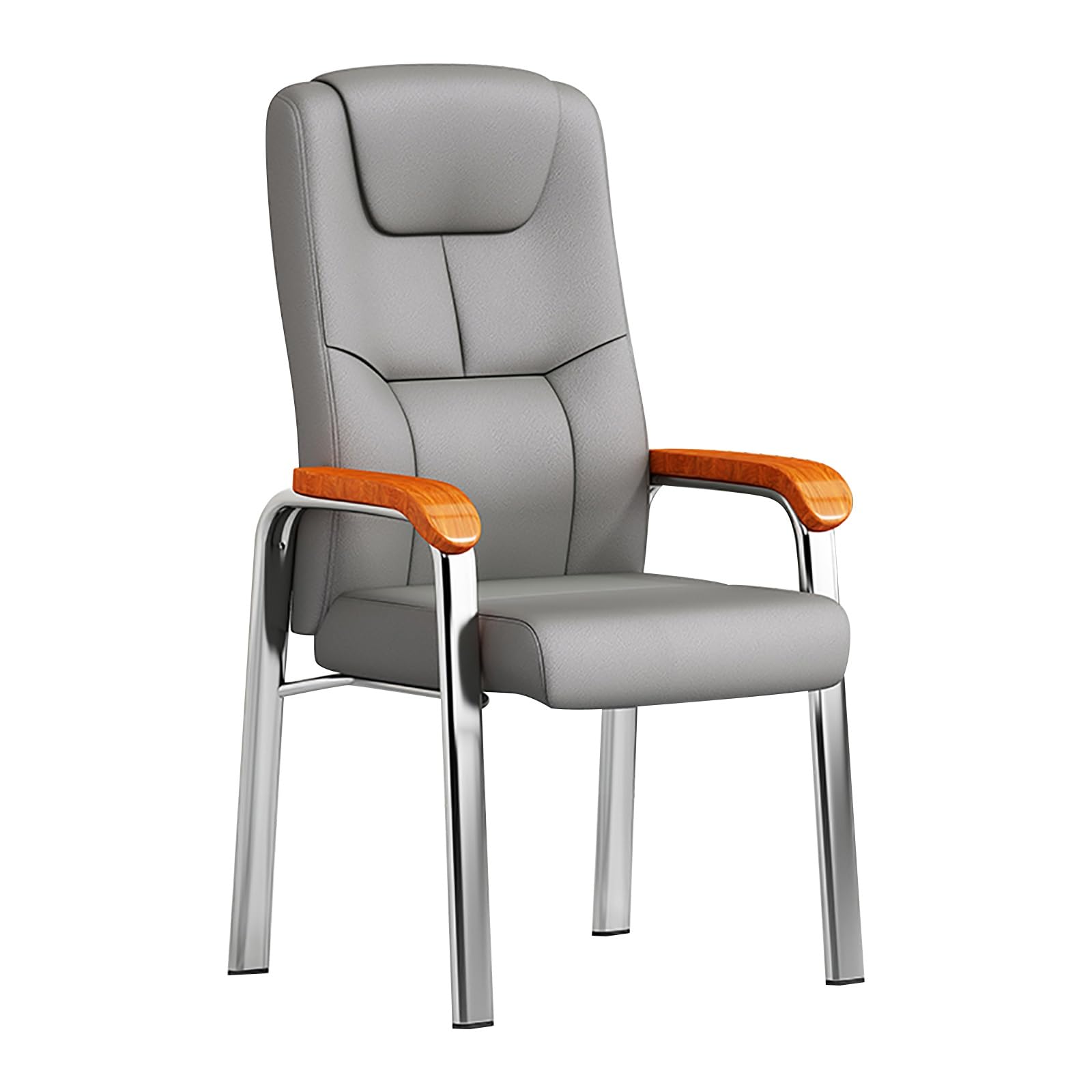 Chaise de bureau ergonomique en cuir gris confortable pour salle de réception