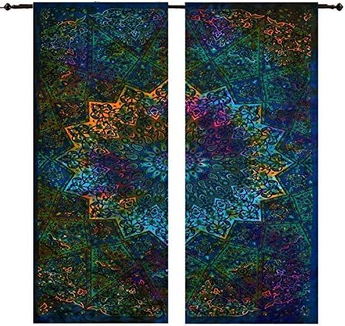 RATANA Multi Star Mandala Bedroom Window Curtains Indian Drape Balcony Room Decor Curtain Boho Set Tapestry Curtains Drapes & Valances Bohemian