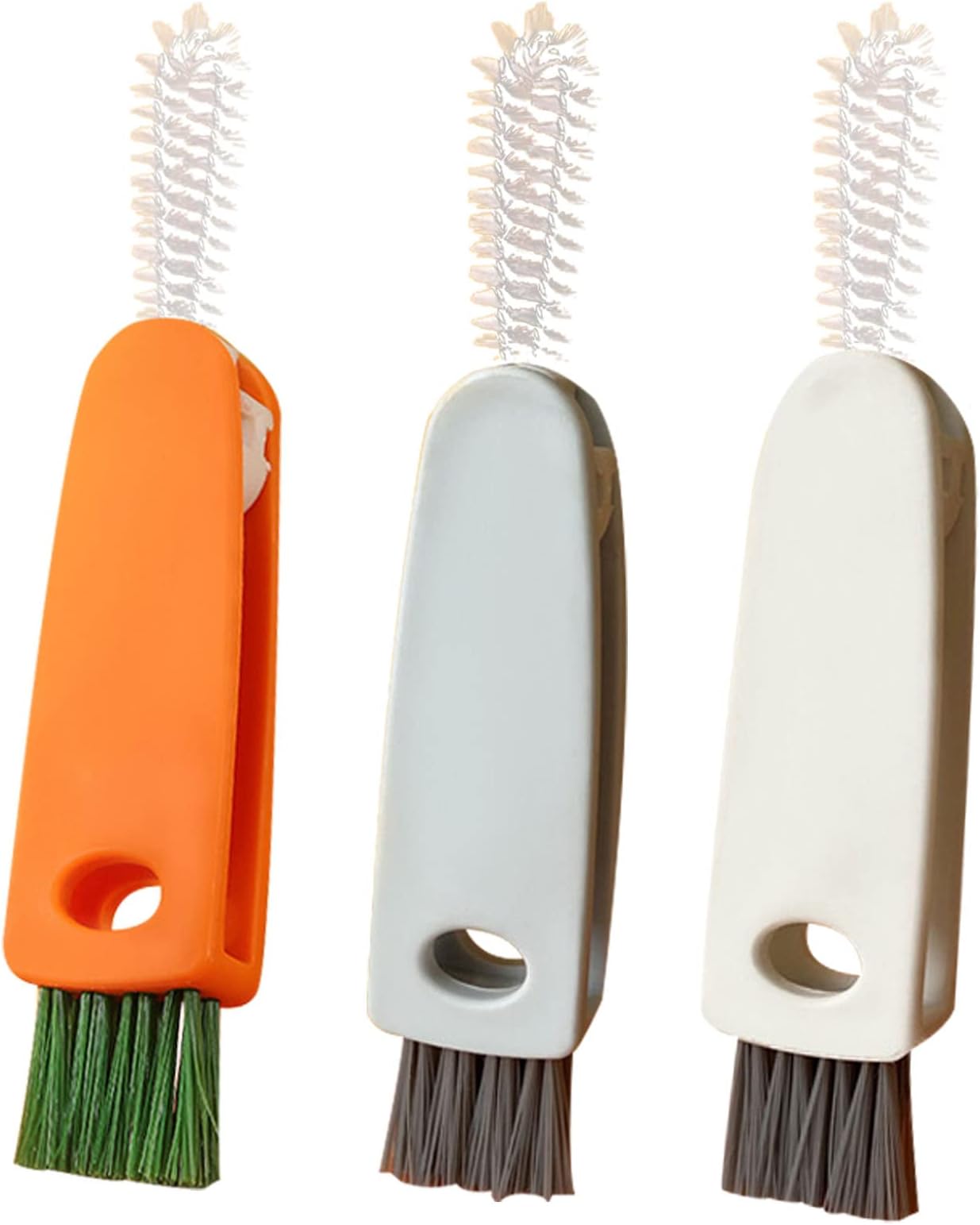 3 PCS 3 in 1 Tiny Bottle Cup Lid Detail Brush Straw Cleaner Tools Water Bottle Cleaning Crevice Brush for Bottles Carrot Clean Brushes for Nursing Bottle Cups Cover