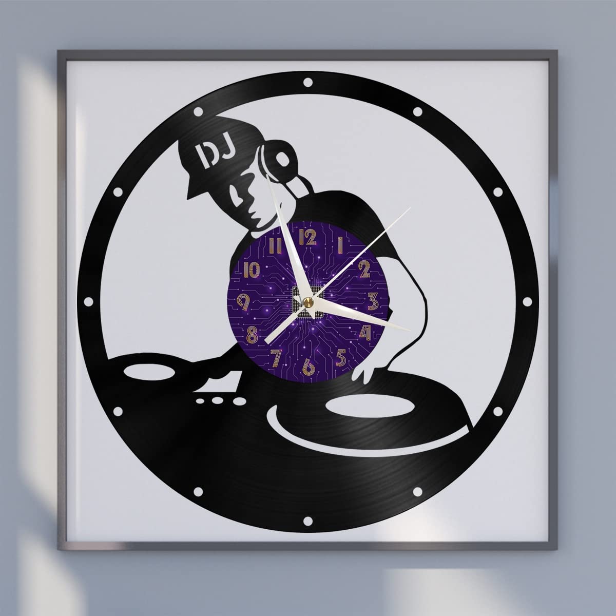 Horloge murale en vinyle DJ pour cuisine et maison style rétro musical vintage