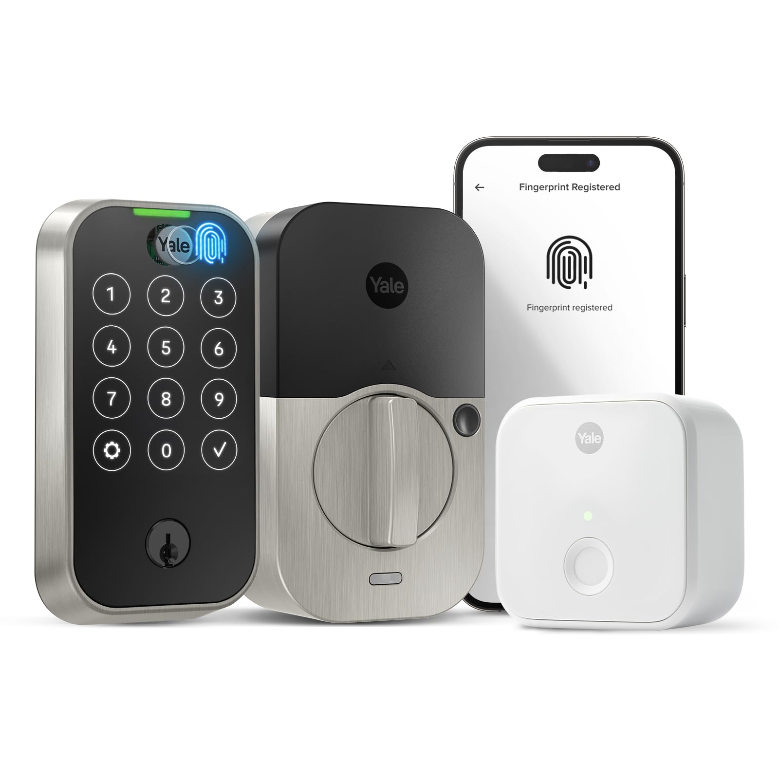 Photo 1 of Yale Assure Lock 2 Touch Deadbolt, Satin Nickel Keyed Smart Entry Door Lock with Wi-Fi Connected Touchscreen Keypad and Fingerprint Scanner for Vacation Rental Hosts, YRD410-F-CB1-619