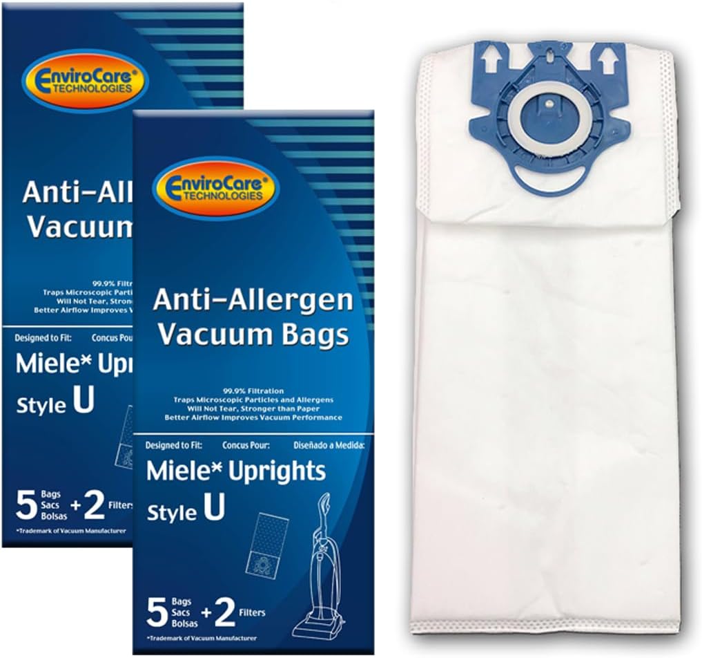 EnviroCare Replacement Allergen Vacuum Bags for Miele Upright Style U 10 bags and 4 Filters