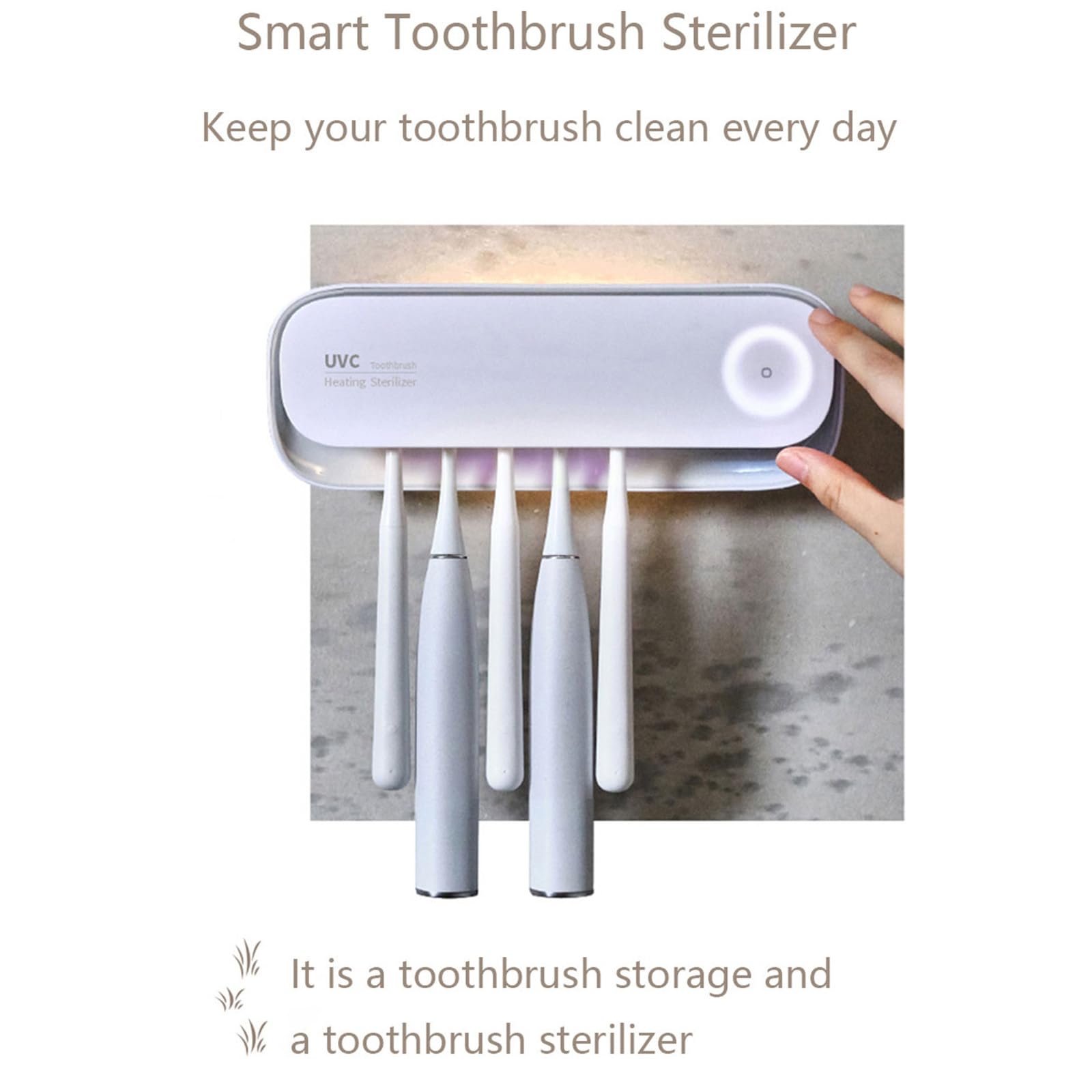 Soporte para cepillo de dientes con luz UV de inducción inteligente multifuncional, caja de almacenamiento eléctrica, dispensador automático de pasta de dientes, caja esterilizadora