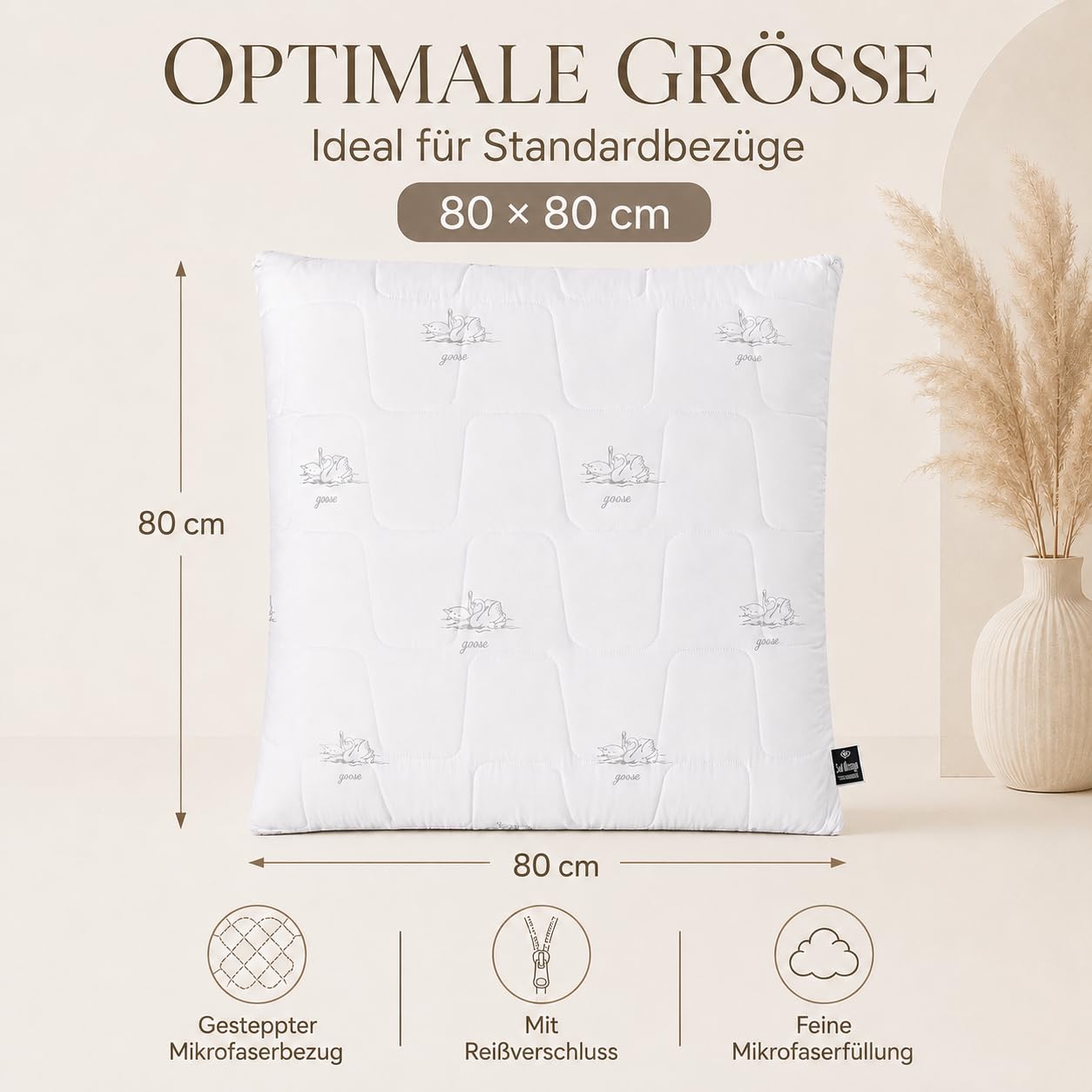 sei Design Kopfkissen 80x80 [ 2er Set ] Schlafkissen atmungsaktiv - gefüllt mit luxuriöse Mikrofaser- Kissen 80x80 Doppelpack - Sofa-Kissen Zierkissen für Couch Bett - waschbar Antiallergisch