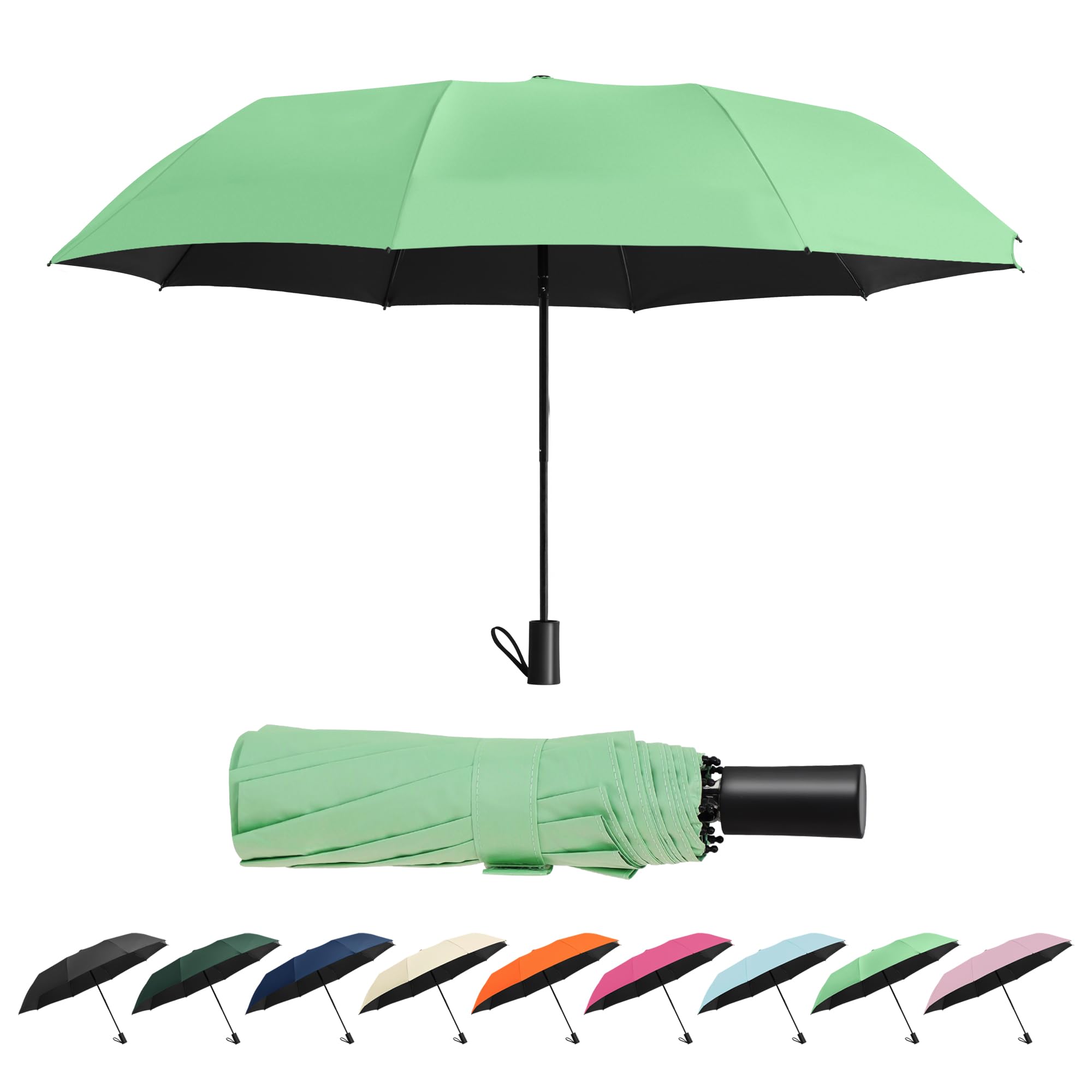 SoulRain 46" Travel Sun & rain Umbrella, Lightweight Windproof Umbrella, Portable Lightweight Compact Parasol with 95% UV Protection for women and men