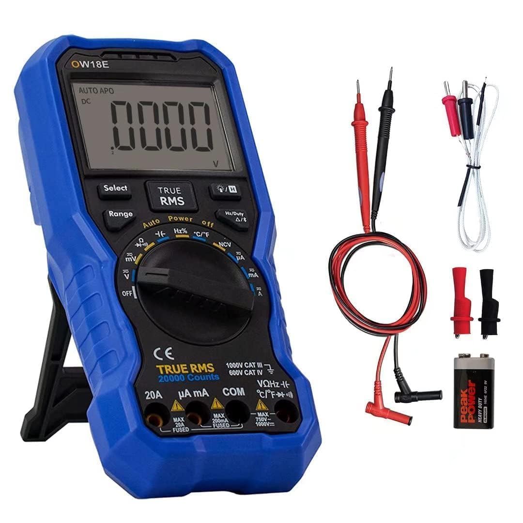OW18E Digital multimeter,20000 Zählung True-RMS Voltmeter Ohmmeter, Hintergrundbeleuchtung LCD-Display, Bluetooth-Verbindung, für AC/DC Spannung Strom Widerstand Kapazität Diodentemperatur