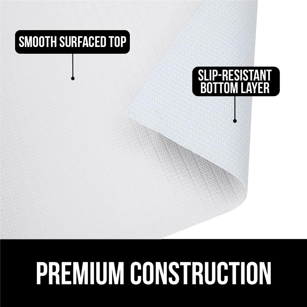 Gorilla Grip Ribbed Drawer Liner and Smooth Shelf Liner, Ribbed Liner Size 12x20 in Clear, Waterproof Liner for Drawers, Smooth Liner Size 17.5x20 in White, Non Adhesive, 2 Item Bundle