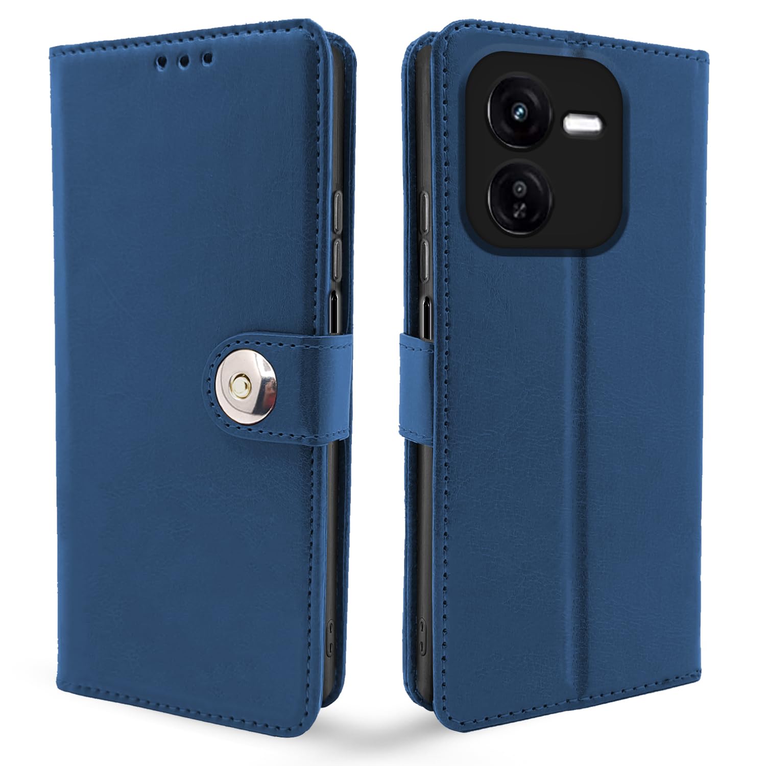 Pikkme IQOO Z9x 5G Flip Cover Leather Finish | Inside TPU with Card Pockets | Wallet Stand and Shock Proof | Complete Protection Button Flip Case (Blue) (B0D4VNJ724) Amazon Price History, Amazon Price Tracker