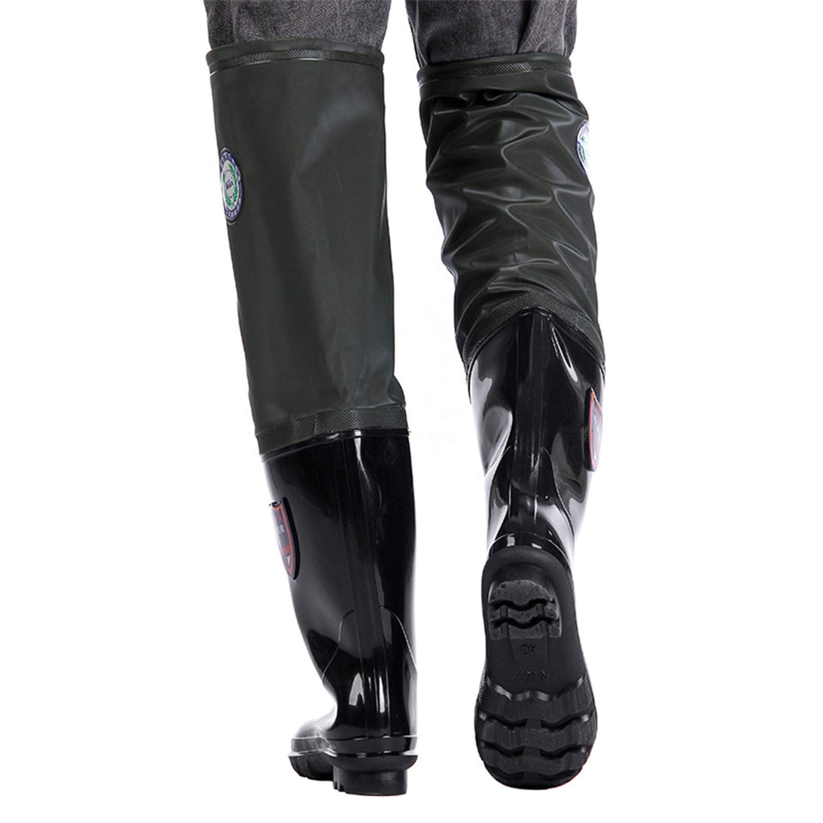 Waders Súper Altos Engrosados ​​Hombres Mujeres Pantalones De Agua Botas De Goma De Lluvia Multiusos Botas De Pesca Ligeras Resistentes Al Desgaste Zapatos Agua PVC Antideslizantes,Negro,43 EU