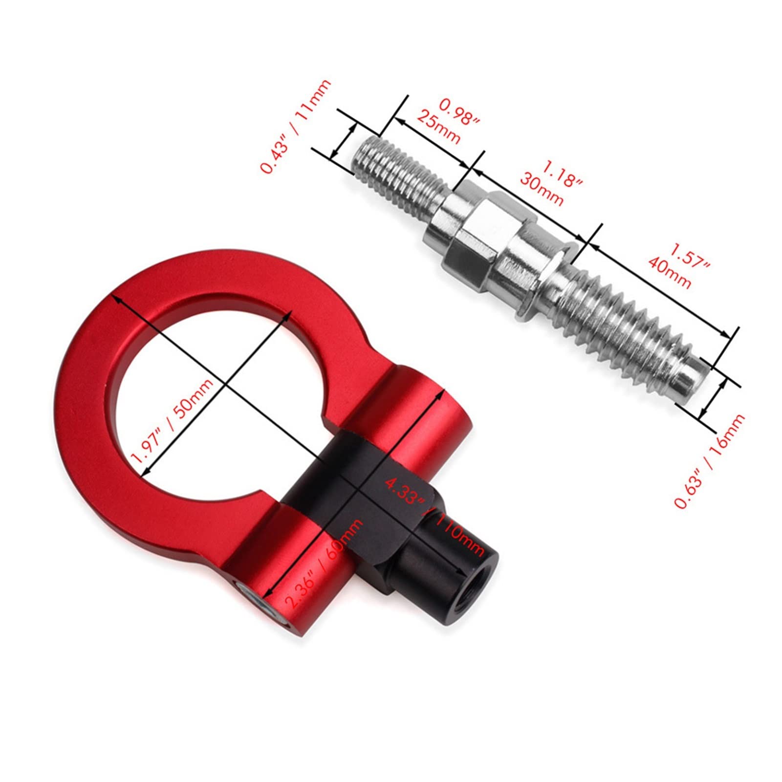 FAXIOAWA PortablPraktische Anhängerkupplungsform, Anhängerkupplung, Auto-Tuning, universelles Auto-Anhängerkupplungsring, Anhängerkupplungszubehör (Farbe: Rot)