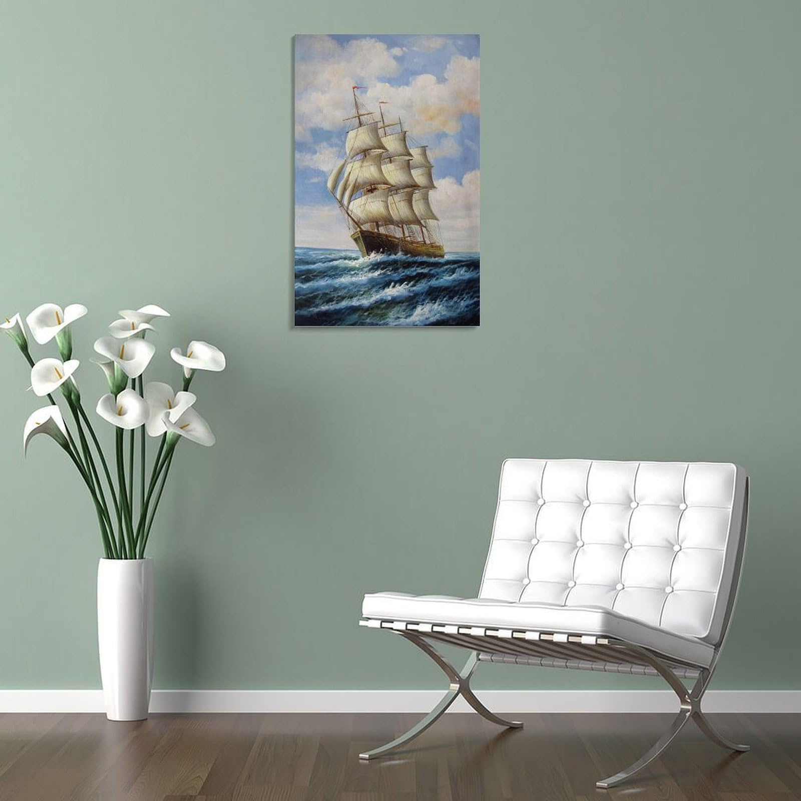 Targa In Metallo Vintage 20x30 Cm 'Ride The Wind And Waves' Con Barche A Vela E Luna - Decorazione Murale Motivazionale - 2