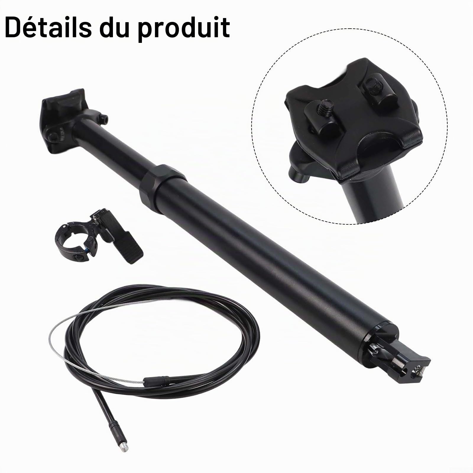 Tige de Selle Compte-Gouttes réglable pour VTT - Tube de Selle télescopique en Alliage d'aluminium de 30,9 mm avec câble Interne, Compatible Cadre VTT Tout Terrain