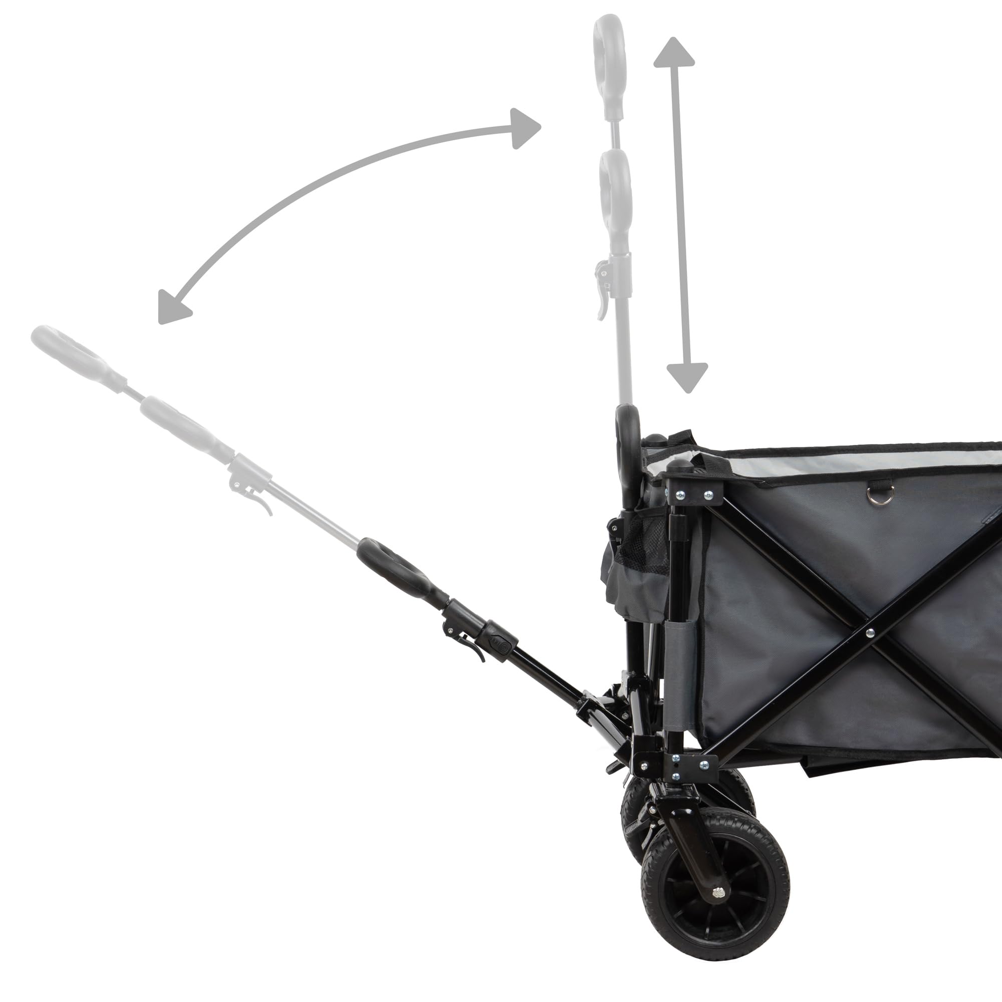 Zelsius Carrello pieghevole, grigio, carrello da trasporto, carrello pieghevole, carrello da giardino con tettuccio parasole, carrello da trasporto pieghevole