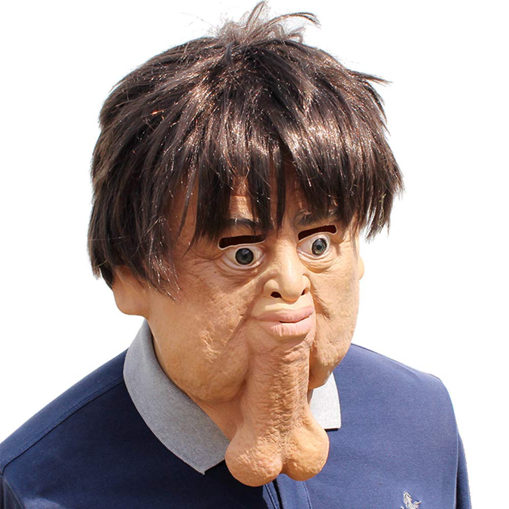 Buy Pannow Halloween Funny Mask, Novelty Rubber Head Mask Funny Double