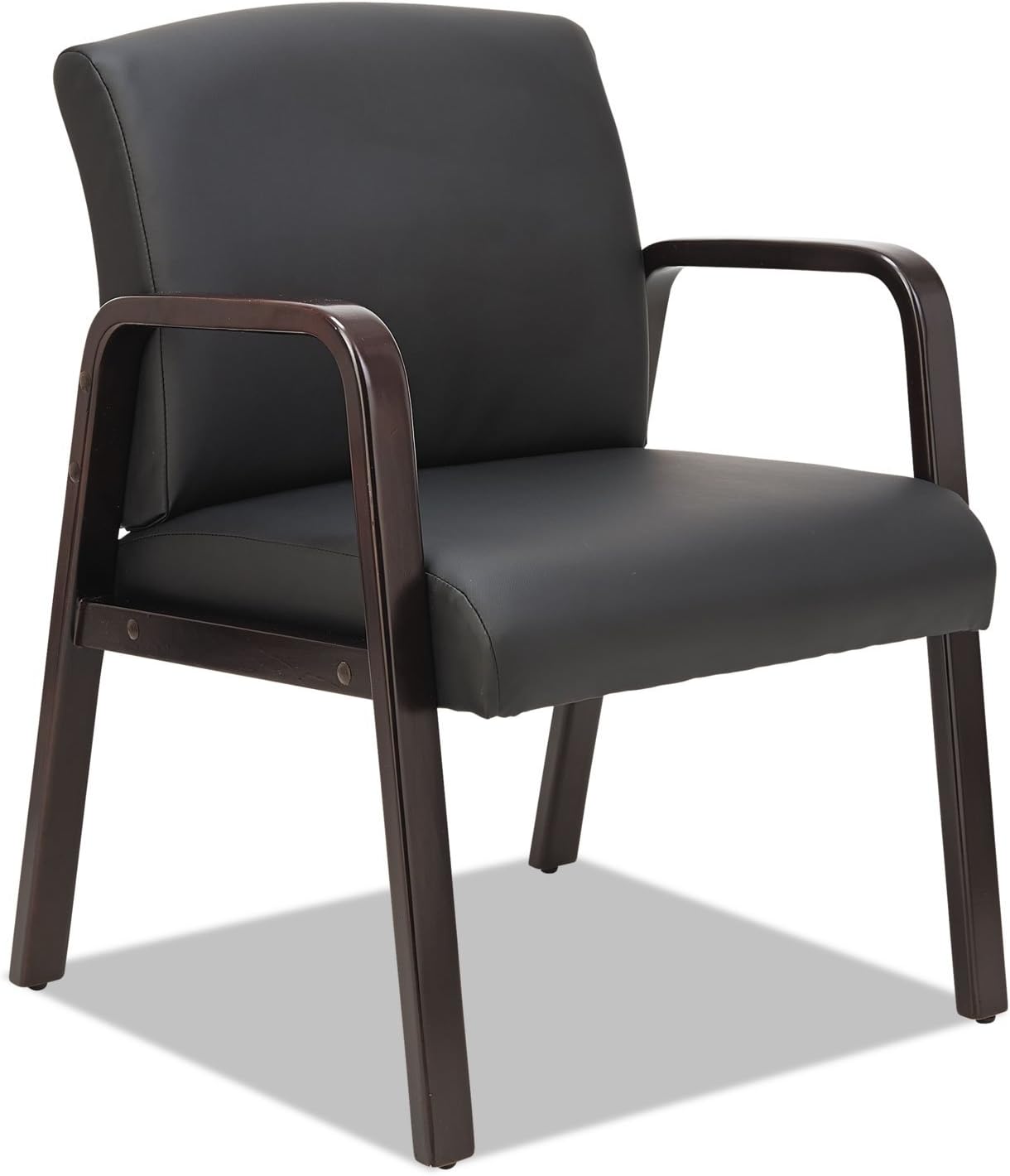 Alera RL4319E Reception Lounge Series Guest Chair, Espresso/Black Leather