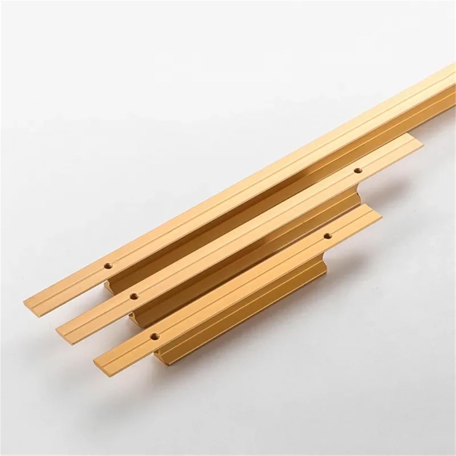 Long Furniture Handles Black Golden Cupboard Wardrobe Pulls Aluminum Kitchen Cabinets Pulls Handles for Cabinets Drawers 1Pcs(Gold-160mm)