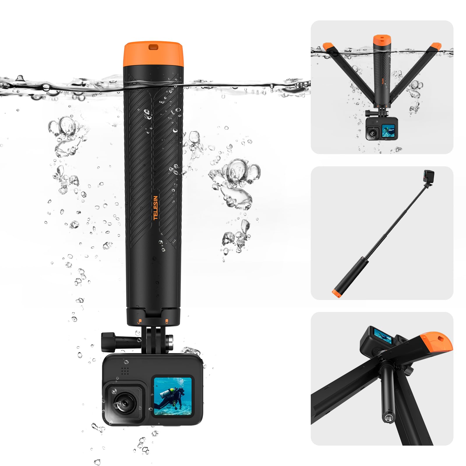 【TELESIN公式】 4-in-1多機能防水浮力ミニ三脚 GoProアクセサリ…
