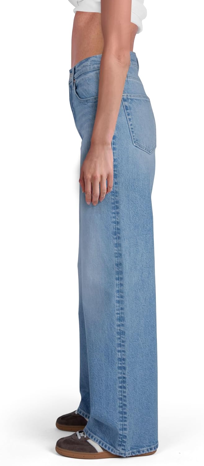 Women High Rise Loose Straight Jeans Wide Leg Pants Light Blue - Image 2