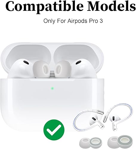 Miniatura 2 de Adhiper Almohadillas de espuma viscoelástica y ganchos para las orejas para AirPods Pro 3 2025, para Airpods Pro3 nti-Slip, accesorios de repuesto