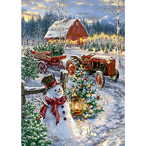 MXJSUA Noël Diamond Painting Strass Complet, Broderie Diamant Kit Complet Noël Diamond Painting, DIY 5D Diamant Painting Noël Peinture Diamant 5D Complet Bonhomme de neige de Noël 30x40CM
