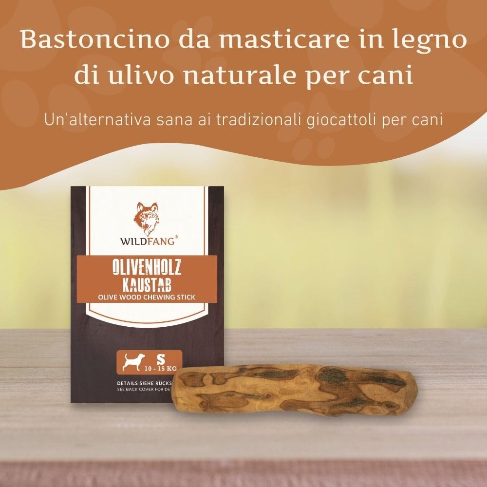 Wildfang® Bastone da Masticare in Legno d'Olivo per Cani - Giocattolo Naturale per Cuccioli, Teething Toy, Ossa in Legno per Cani, Chew Stick Resistente, Giocattolo per Tutti i - Set of 3 (Small)