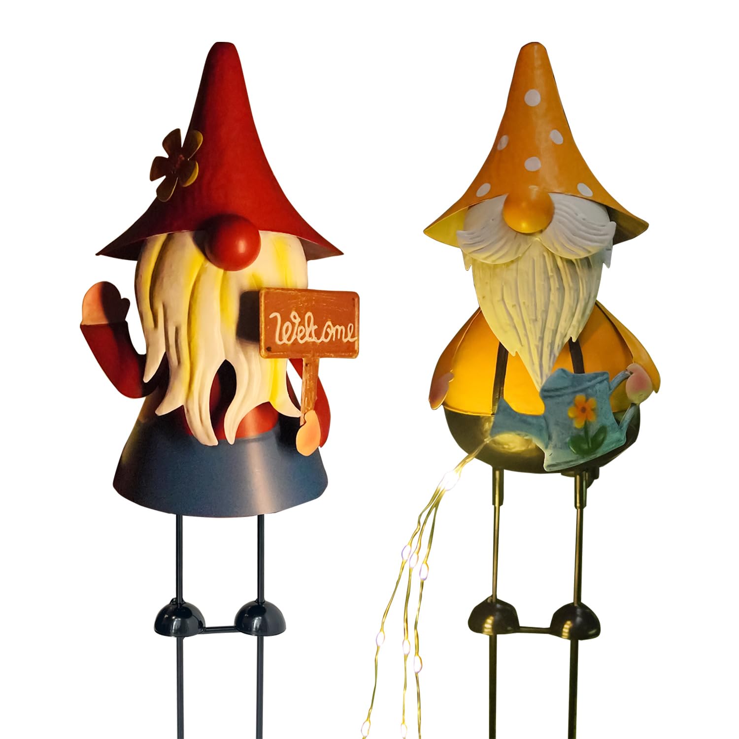 HONGLAND Garden Gnome Statue with Solar Lights -18 Inch Gnomes Decorations with Firework Solar Lights, Birthday Gifts for Woman Grandma for Patio Yard Lawn Porch — image 1
