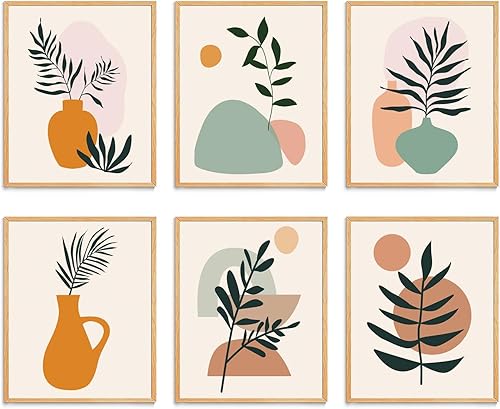 XBYGIMI Juego de 6 impresiones artísticas de pared bohemias, decoración de imágenes estéticas minimalistas, juego de impresión bohemia, arte de