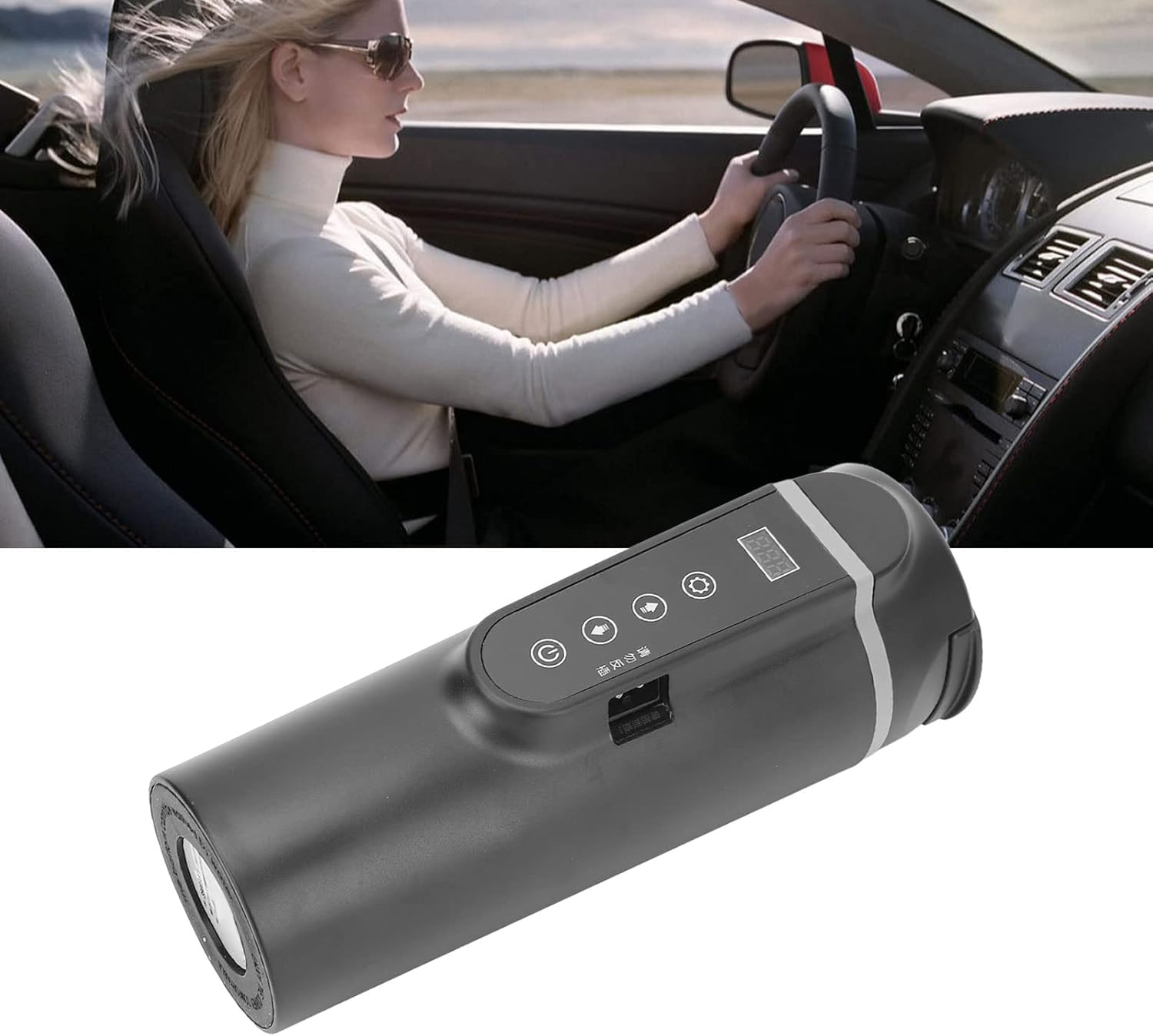 500ml Car Electric Mug, Men Women Travel Kettle, Electric Heated Travel Mug, Portable Auto Shut Off Water Boiler for Tea Coffee (Black)