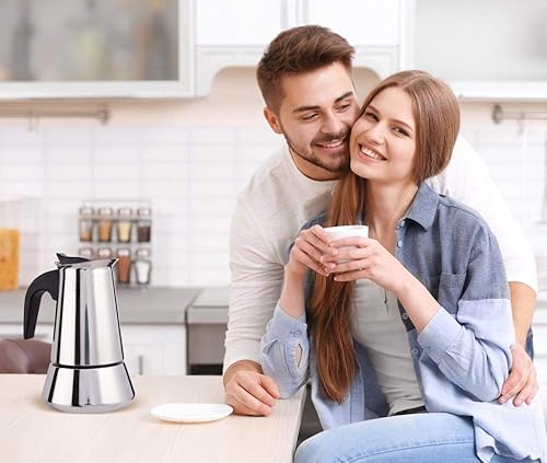 Miniatura 6 de Any Morning - Cafetera de café expreso, cafetera italiana cubana real, cocina de inducción de moka, cafetera moka de acero inoxidable, cafetera
