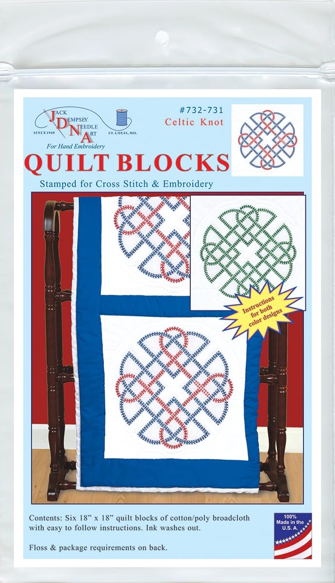 Jack Dempsey Needle Art Celtic Knot 18" Quilt Blocks