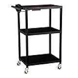Norwood Commercial Furniture Mobile Utility AV Cart with Power Strip and Casters, Rolling Presentation and Media Cart on Wheels, Black
