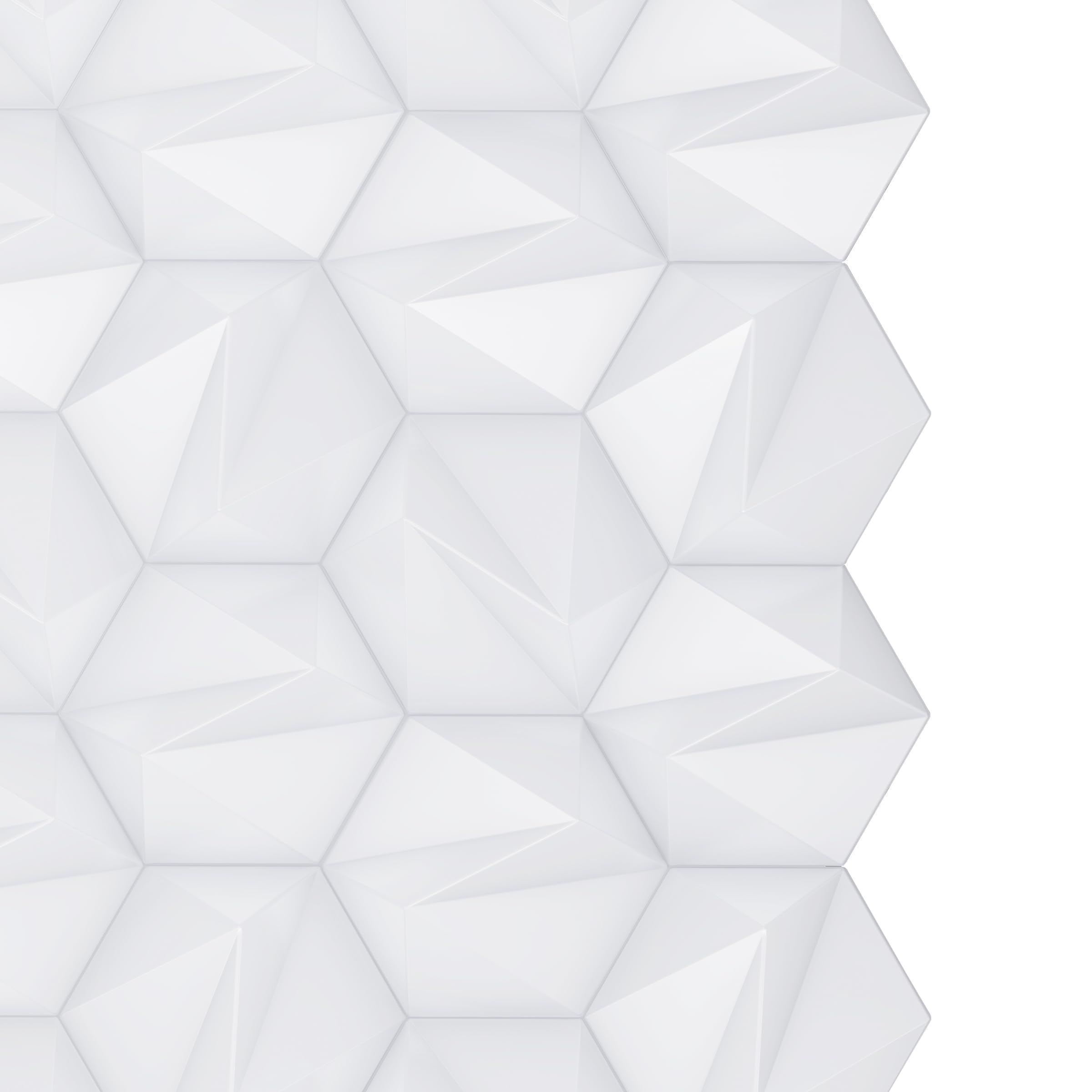 54 paneles de pared 3D, diseño Zeta, forma de pirámide hexagonal (1m²), Blanco