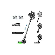 VersLife Cordless Vacuum Cleaner 500W/40KPA/40Mins, Lightweight Stick Vacuum with LED Display and Green Headlights, 6-Stages Filtration, Self-Standing Vacuum for Home Hard Floor Carpet, Silver