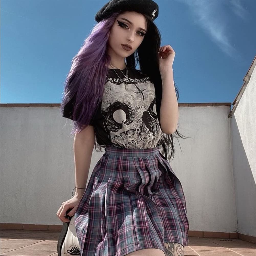 Kalisa Black and Purple Wig Long Wavy Half Black and Purple Free Part Wig Synthetic 2 Colors Lace Wig Heat Resistant Fibre Cosplay Makeup Party Wigs for Women Girl 24 Inches