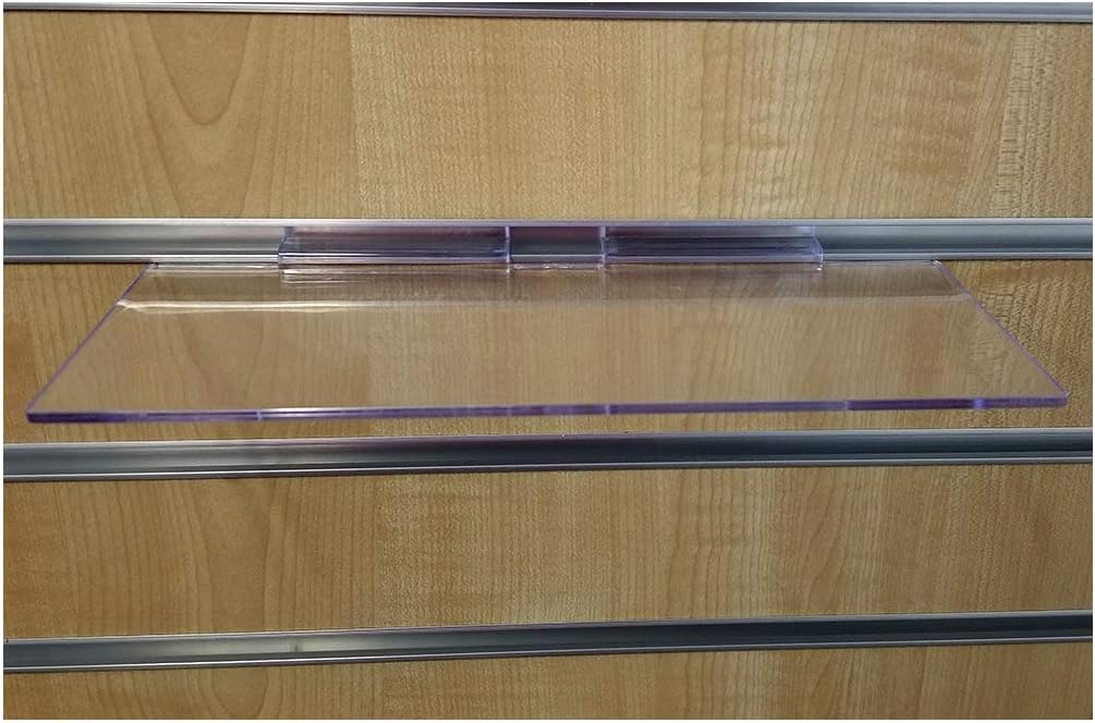 Set of 10 Clear Slatwall Shelves 10 Inches Wide x 4 Inches Deep Retail Display