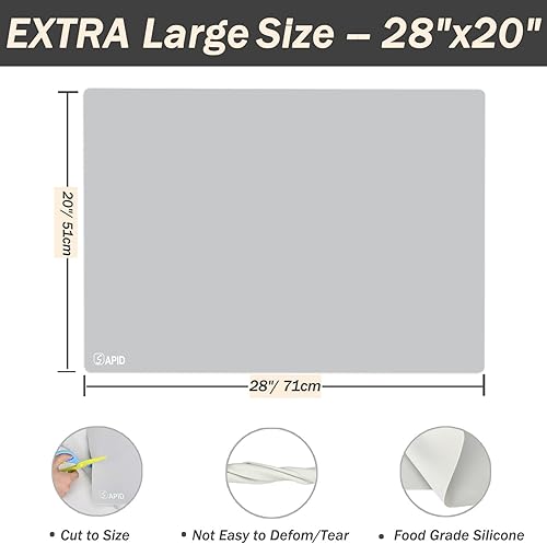 Miniatura 2 de Manteles individuales extra gruesos de 0.069 pulgadas, tapete de silicona extra grande de 28 x 20 pulgadas, tapete resistente al calor para