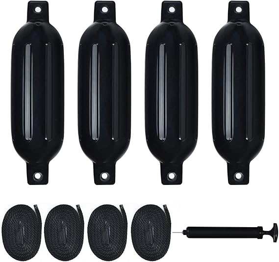Goplus 4 Pack Marine Boat Fender, Ribbed Inflatable Marine Bumper, Boat