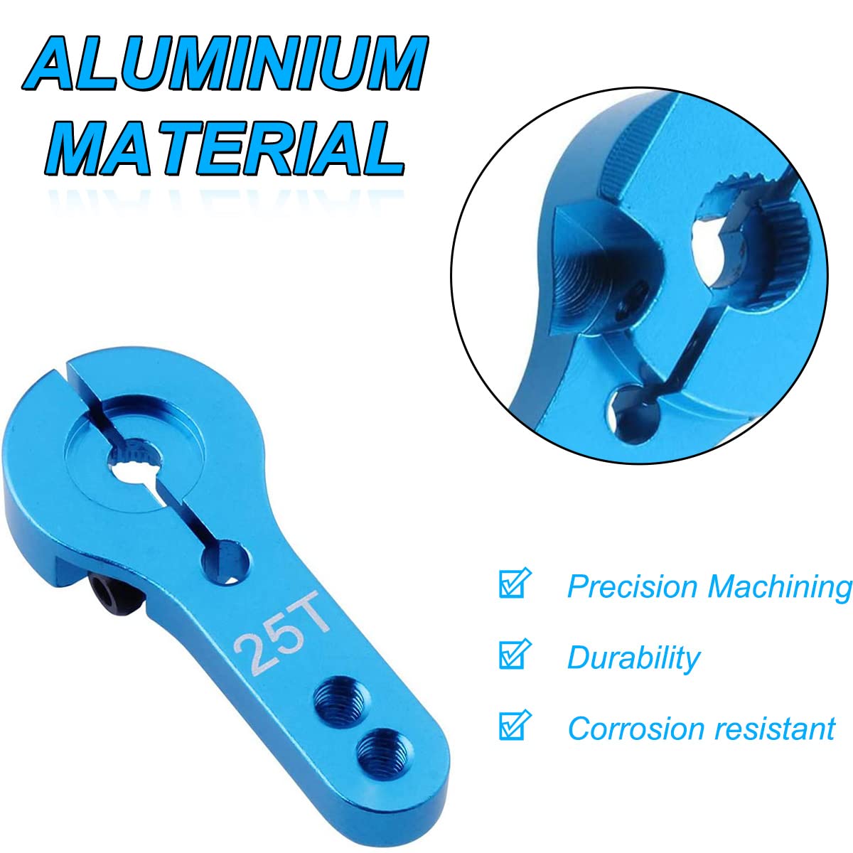 DAOKAI 25T Aluminum Dual Clamping Metal Servo Arm Horn, 6 Colors, RC Model Motor Spare Parts for RC Car/Model Boat/Truck/Airplane (12Pcs)