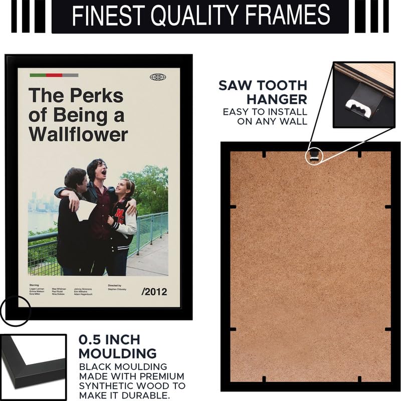 Image of BLINKART Ther Perks Being Wallflower Movie Poster Frame 8x12 Inch | Premium 300 GSM Paper Wall Print | Mid Century Vintage Film Artwork for Home, Bedroom, Living Room, Office | Framed Photo Decor