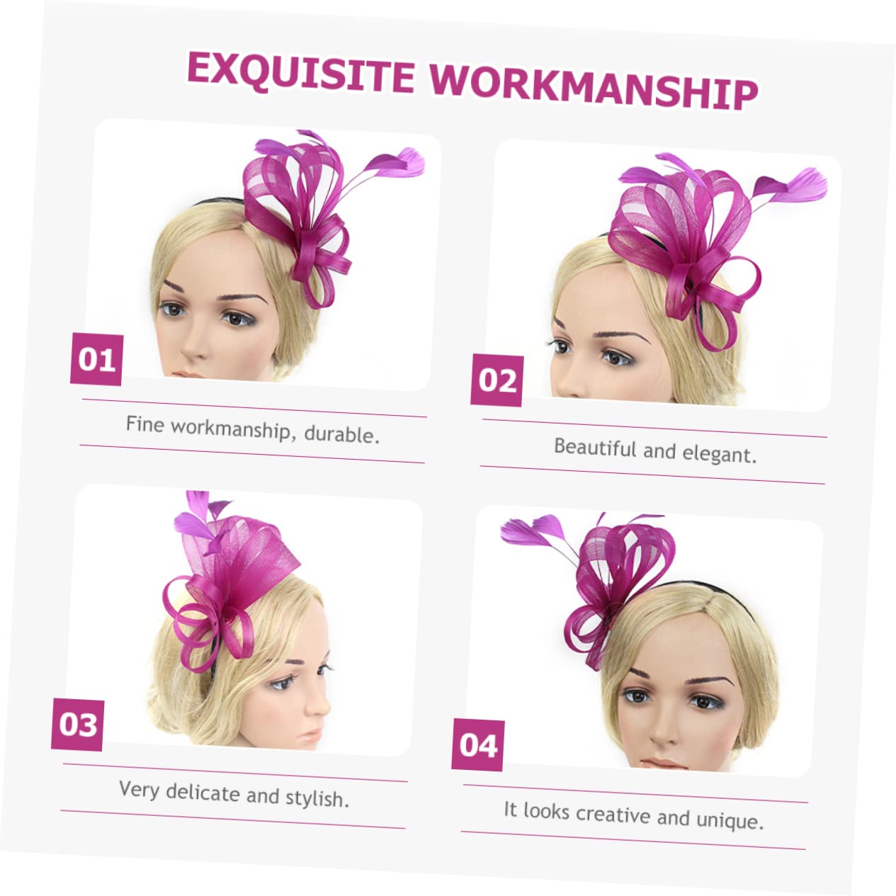 Abaodam 4pezzi Fascinator Elegante Con Piume e Rete Per Eventi Cappello Decorativo Da Cerimonia e Tea Party Per Donne Accessorio Per Comfort Assicurato e Design Unico