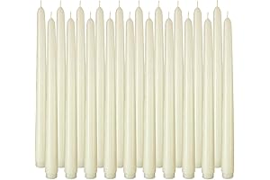 20-Pack Thin Candlesticks: Ivory Taper Candles with Extended Burn Time