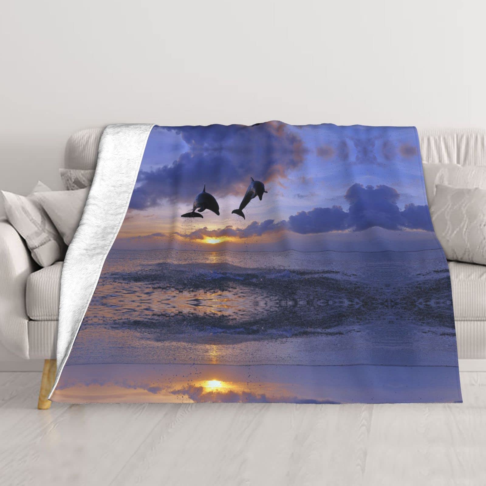 Couverture de lit douce dauphin plaid de canapé double couche et camping