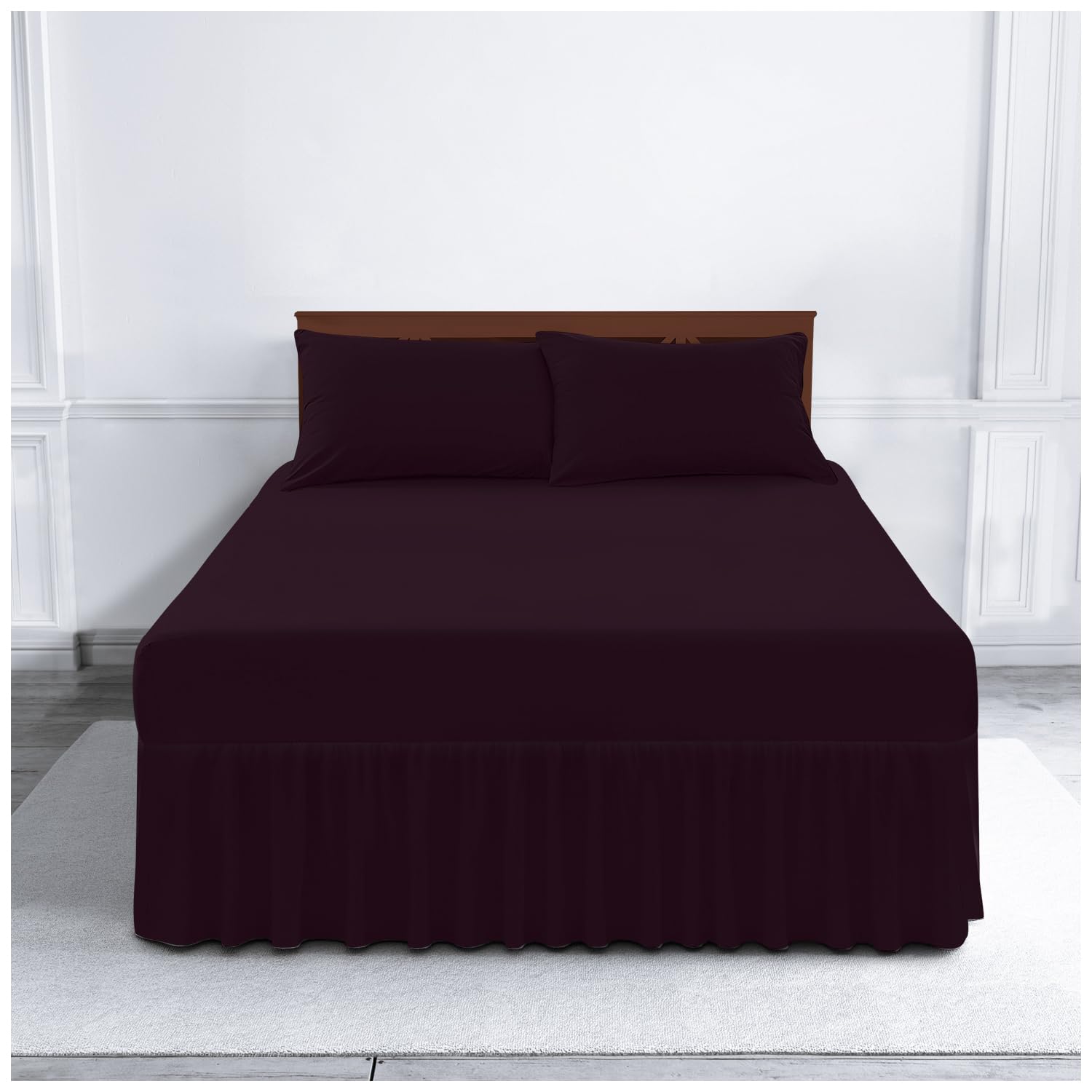 Gaveno Cavailia Luxury Non-Iron PERCALE VALANCE Sheet, Poly-Cotton, Berry , King