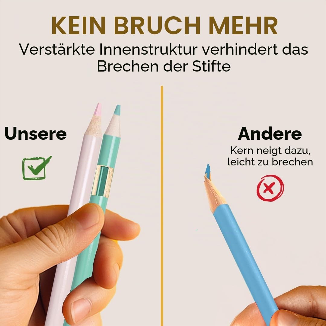 Castle Art Supplies 168-teiliges Buntstift-Set | Hochwertige weiche Minen für Künstler und Koloristen | Enthält 120 Buntstifte und 48 Pastellstifte | Komplett mit Reißverschlusstaschen