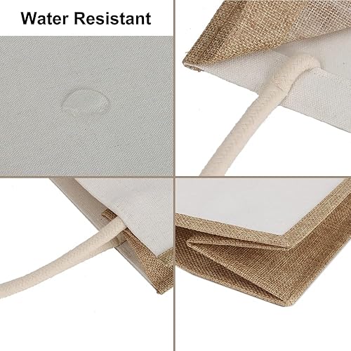 Miniatura 5 de TopTie 12 bolsas de yute blanco para dama de honor, bolsa grande de lona en blanco para playa, 15 x 10.6 x 6.3 pulgadas, Blanco