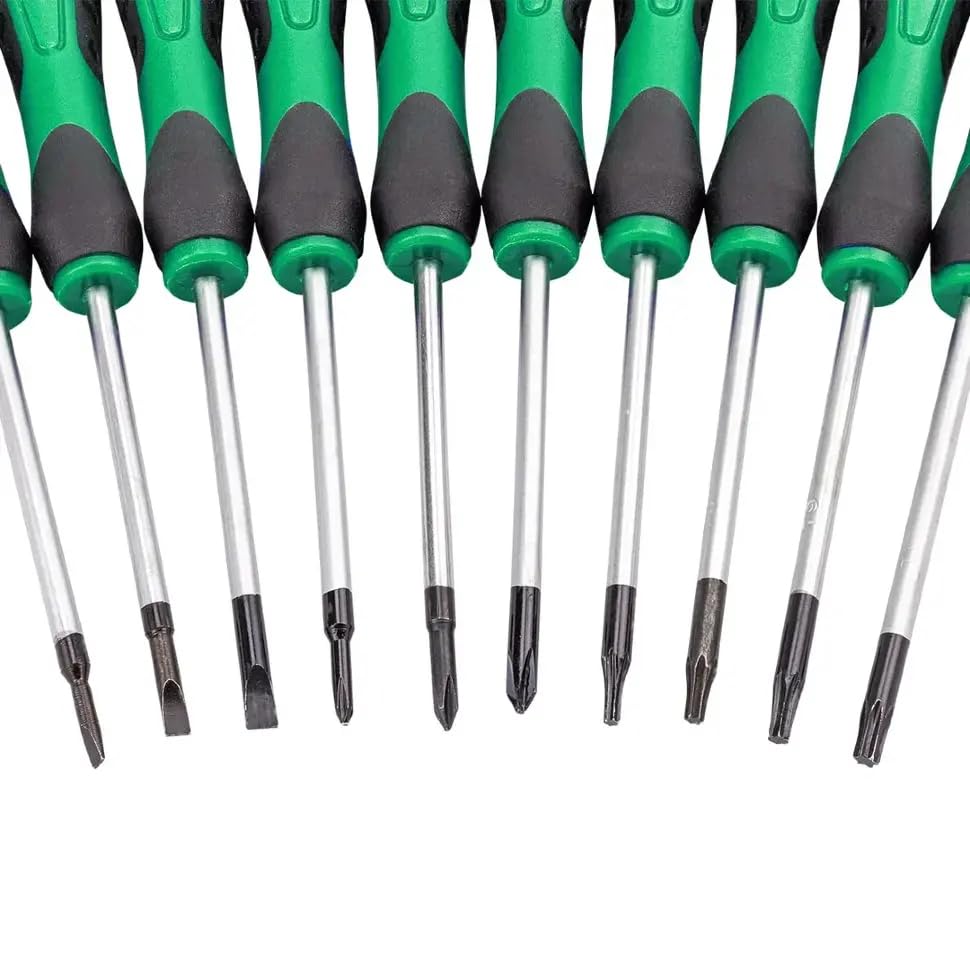 Image of Rockforce Professional 10-Piece Precision Screwdriver Set - Magnetic Tips, Ergonomic Handles - Compact Green Tool Kit for Electronics, Eyeglasses, Watches, Laptops & DIY Repairs