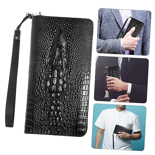 Mens Long Bifold Wallet Texture Large Capacity Card Holder Zipper Clutch for Storage Durable Fashionable Men3
