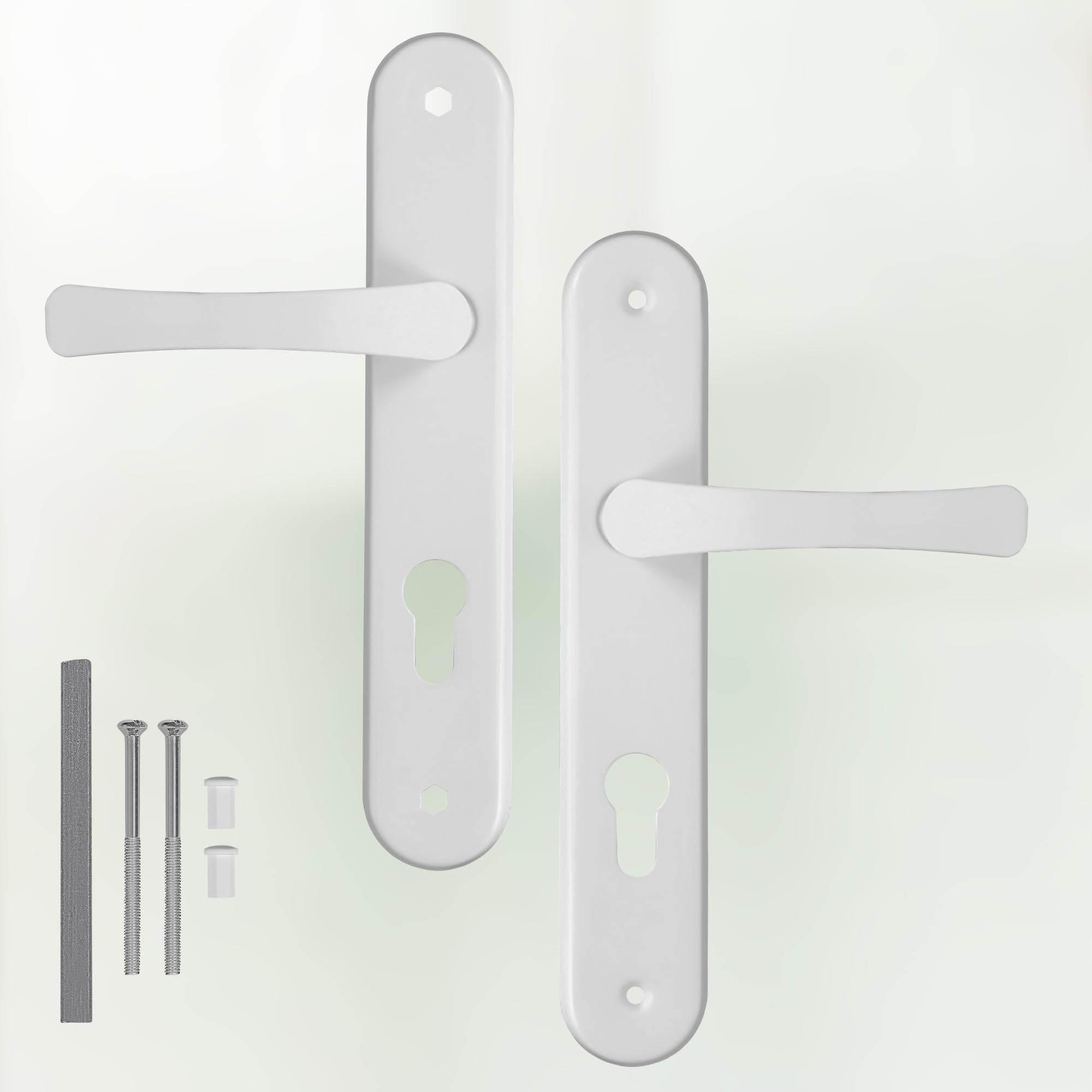 Produktbild von TFLPUO Haustürgriff-Set – Alu-Drückergarnitur Weiß, 85 Mm Abstand, 220 Mm Länge, Für Innen- Und Außentüren, Korrosionsbeständig, Modern